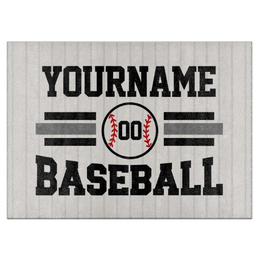 Gepersonaliseerde Retro Baseball Speler NAAM Team Snijplank (Voorkant)