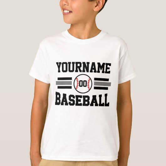 Gepersonaliseerde Retro Baseball Speler NAAM Team T-shirt (Voorkant)