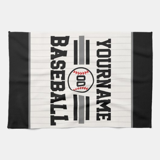 Gepersonaliseerde Retro Baseball Speler NAAM Team Theedoek (Horizontaal)