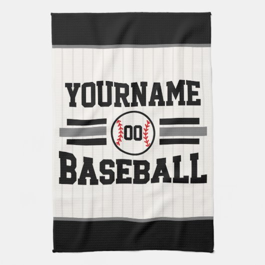 Gepersonaliseerde Retro Baseball Speler NAAM Team Theedoek (Verticaal)