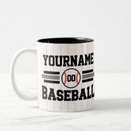 Gepersonaliseerde Retro Baseball Speler NAAM Team Tweekleurige Koffiemok