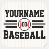 Gepersonaliseerde Retro Baseball Speler NAAM Team Vierkante Sticker (Voorkant)