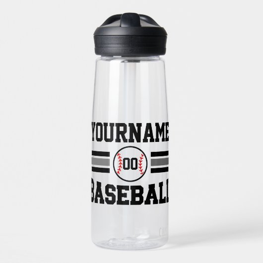 Gepersonaliseerde Retro Baseball Speler NAAM Team Waterfles (Voorkant)