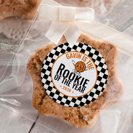 Gepersonaliseerde Retro Basketbal Verjaardagsfeest Ronde Sticker