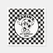 Gepersonaliseerde Retro Basketbal Verjaardagsfeest Servet (Voorkant)