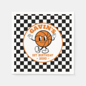 Gepersonaliseerde Retro Basketbal Verjaardagsfeest Servet (Voorkant)