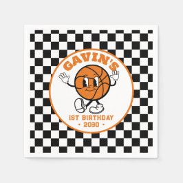 Gepersonaliseerde Retro Basketbal Verjaardagsfeest Servet