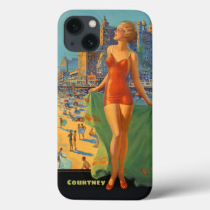 Gepersonaliseerde Retro Beach Scene Case-Mate iPhone Case