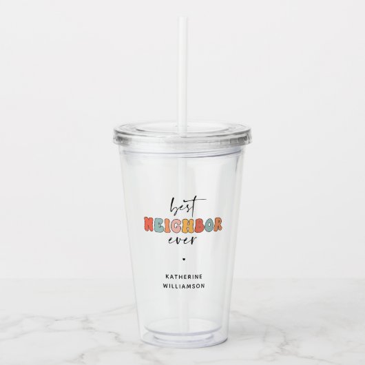 Gepersonaliseerde Retro Beste Buurman ooit Schatti Acryl Drinkbeker (Voorkant)