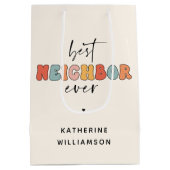 Gepersonaliseerde Retro Beste Buurman ooit Schatti Medium Cadeauzakje (Achterkant)