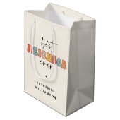 Gepersonaliseerde Retro Beste Buurman ooit Schatti Medium Cadeauzakje (Achterkant Gekanteld)