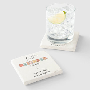 Gepersonaliseerde Retro Beste Buurman ooit Schatti Stenen Onderzetter