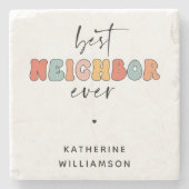 Gepersonaliseerde Retro Beste Buurman ooit Schatti Stenen Onderzetter (Voorkant)