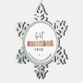 Gepersonaliseerde Retro Beste Buurman ooit Schatti Tin Sneeuwvlok Ornament (Rechts)