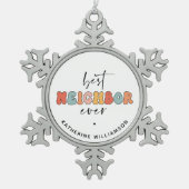 Gepersonaliseerde Retro Beste Buurman ooit Schatti Tin Sneeuwvlok Ornament (Voorkant)