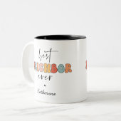 Gepersonaliseerde Retro Beste Buurman ooit Schatti Tweekleurige Koffiemok (Voorkant links)
