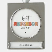 Gepersonaliseerde Retro Beste Buurman ooit Schatti Verzilverd Banner Ornament (Voorkant)