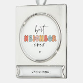 Gepersonaliseerde Retro Beste Buurman ooit Schatti Verzilverd Banner Ornament (Links)