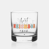 Gepersonaliseerde Retro Beste Buurman ooit Schatti Whisky Glas (Voorkant)