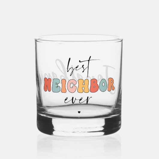 Gepersonaliseerde Retro Beste Buurman ooit Schatti Whisky Glas (Voorkant)