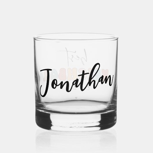 Gepersonaliseerde Retro Beste Buurman ooit Schatti Whisky Glas (Achterkant)