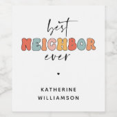 Gepersonaliseerde Retro Beste Buurman ooit Schatti Wijn Etiket (Enkel label)