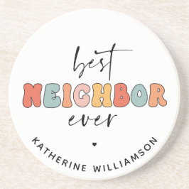 Gepersonaliseerde Retro Beste Buurman ooit Schatti Zandsteen Onderzetter