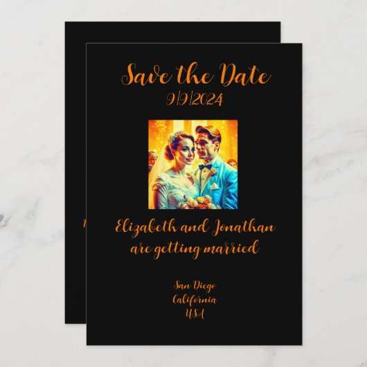 Gepersonaliseerde Retro Bewaar de datum Bruiloft K Save The Date (Voorkant / Achterkant)