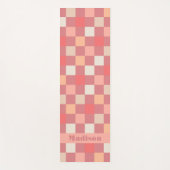 Gepersonaliseerde Retro Boho geruit patroon roze Yogamat (Voorkant)