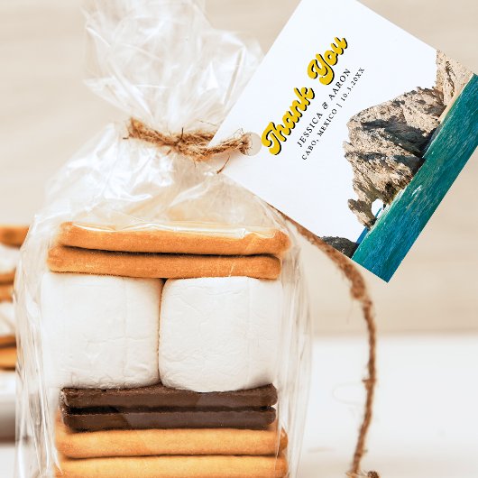 Gepersonaliseerde Retro Cabo bruiloft gunst Labels