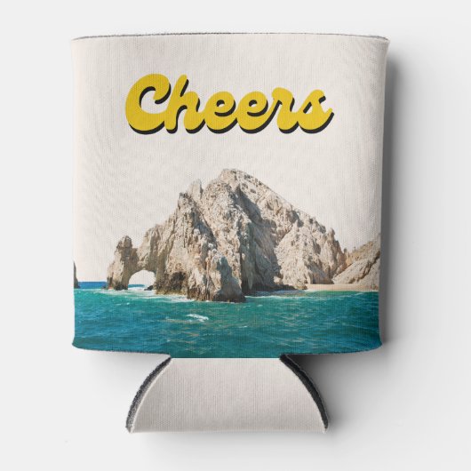 Gepersonaliseerde Retro Cabo bruiloft Proost Koelb Blikjeskoeler (Voorkant)