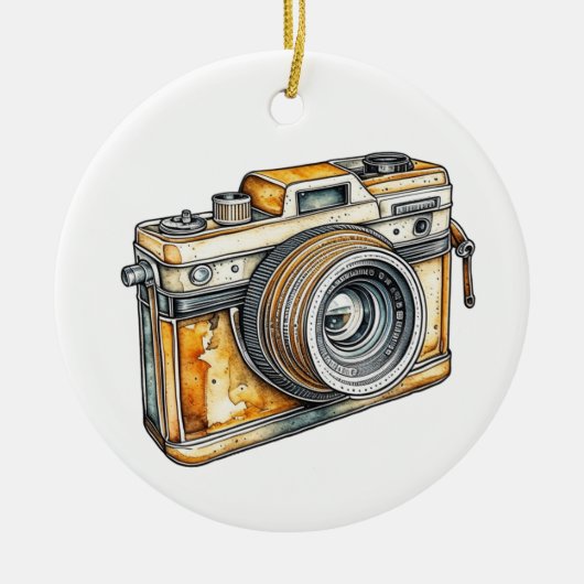 Gepersonaliseerde Retro Camera Kerstmis Keramisch Ornament (Voorkant)