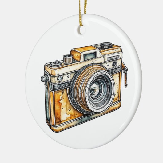 Gepersonaliseerde Retro Camera Kerstmis Keramisch Ornament (Links)