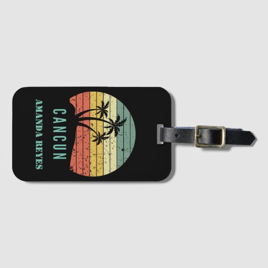 Gepersonaliseerde Retro Cancun Beach Bagagelabel (Voorkant (horizontaal))