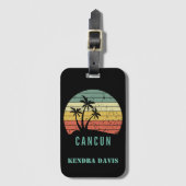 Gepersonaliseerde Retro Cancun Souvenir Bagagelabel (Voorkant (verticaal))