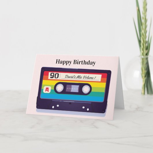 Gepersonaliseerde Retro Cassettebandje Verjaardag  Feestdagen Kaart (Voorkant)