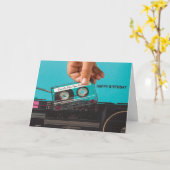 Gepersonaliseerde Retro Cassettebandje Verjaardag Kaart (Gele Bloem)