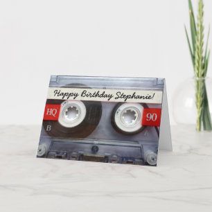 Gepersonaliseerde Retro Cassettebandje Verjaardag Kaart