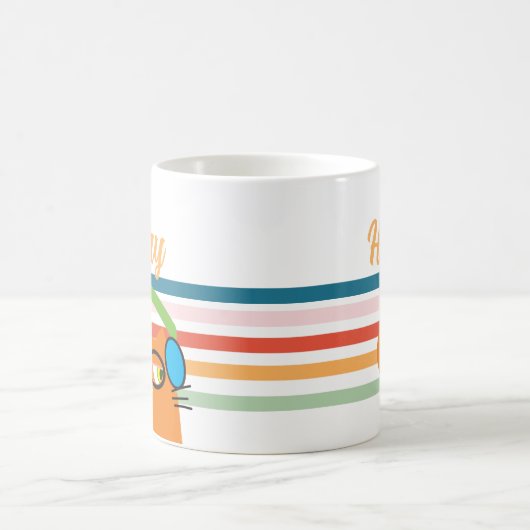 Gepersonaliseerde Retro Cat Koffiemok (Center)