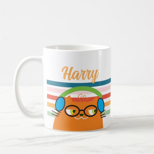 Gepersonaliseerde Retro Cat Koffiemok (Links)