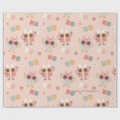 Gepersonaliseerde Retro Christmas Cool Gift Box Ho Cadeaupapier (Vlak)