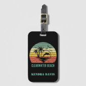 Gepersonaliseerde Retro Clearwater Beach Souvenir Bagagelabel (Voorkant (verticaal))