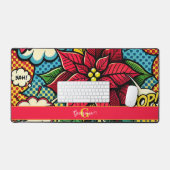 Gepersonaliseerde Retro Comic Book Pop Art Poinset Bureaumat (Keyboard & Muis)