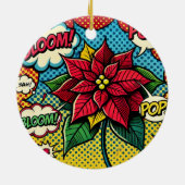 Gepersonaliseerde Retro Comic Book Pop Art Poinset Keramisch Ornament (Achterkant)