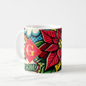 Gepersonaliseerde Retro Comic Book Pop Art Poinset Koffiemok (Voorkant links)