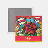 Gepersonaliseerde Retro Comic Book Pop Art Poinset Magneet (Voorkant / Achterkant)