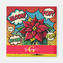 Gepersonaliseerde Retro Comic Book Pop Art Poinset Magneet