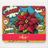 Gepersonaliseerde Retro Comic Book Pop Art Poinset Muismat (Voorkant)