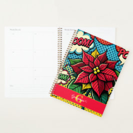 Gepersonaliseerde Retro Comic Book Pop Art Poinset Planner