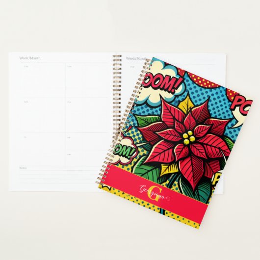 Gepersonaliseerde Retro Comic Book Pop Art Poinset Planner (Display)
